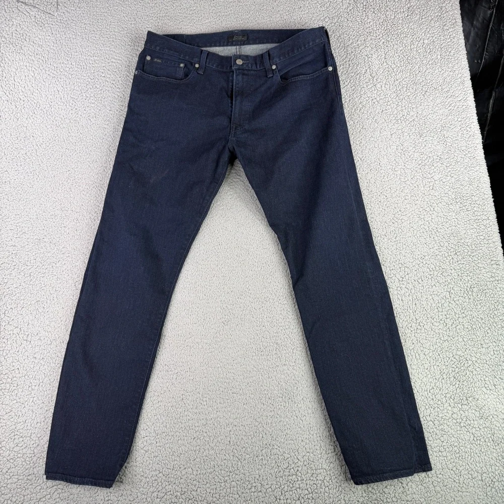 Polo Ralph Lauren Jeans Mens 36x32 Blue Hampton Relaxed Straight Dark Wash Denim